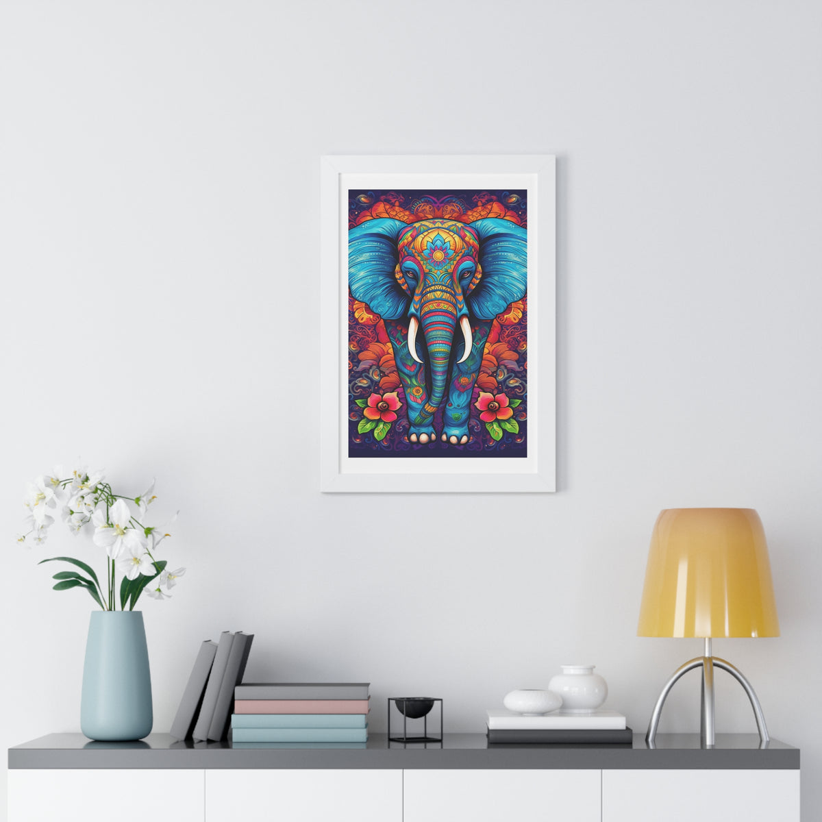 Abstract Elephant Framed Vertical Poster