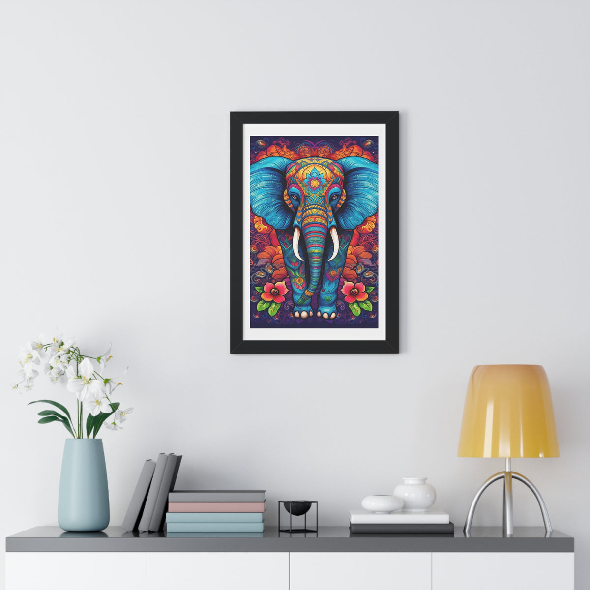 Abstract Elephant Framed Vertical Poster