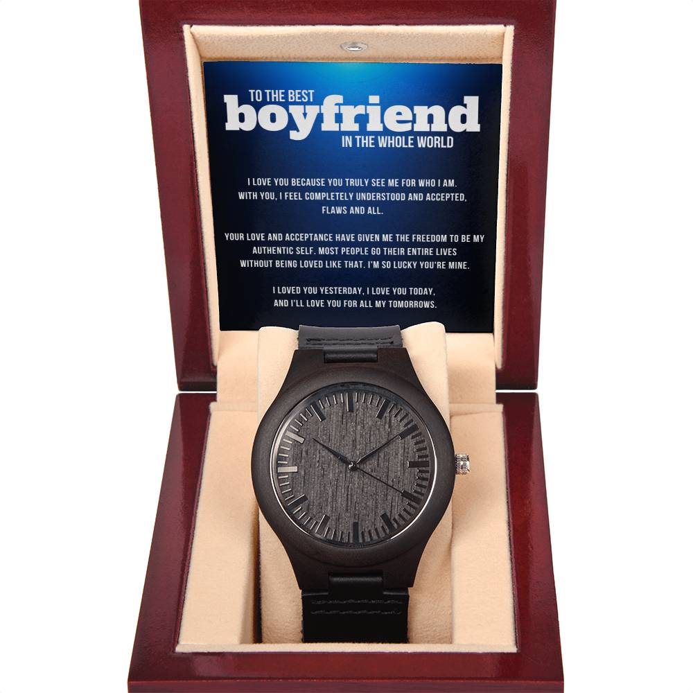 To The Best Boyfriend Men's Wooden Watch