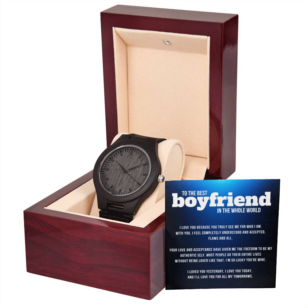 To The Best Boyfriend Men's Wooden Watch