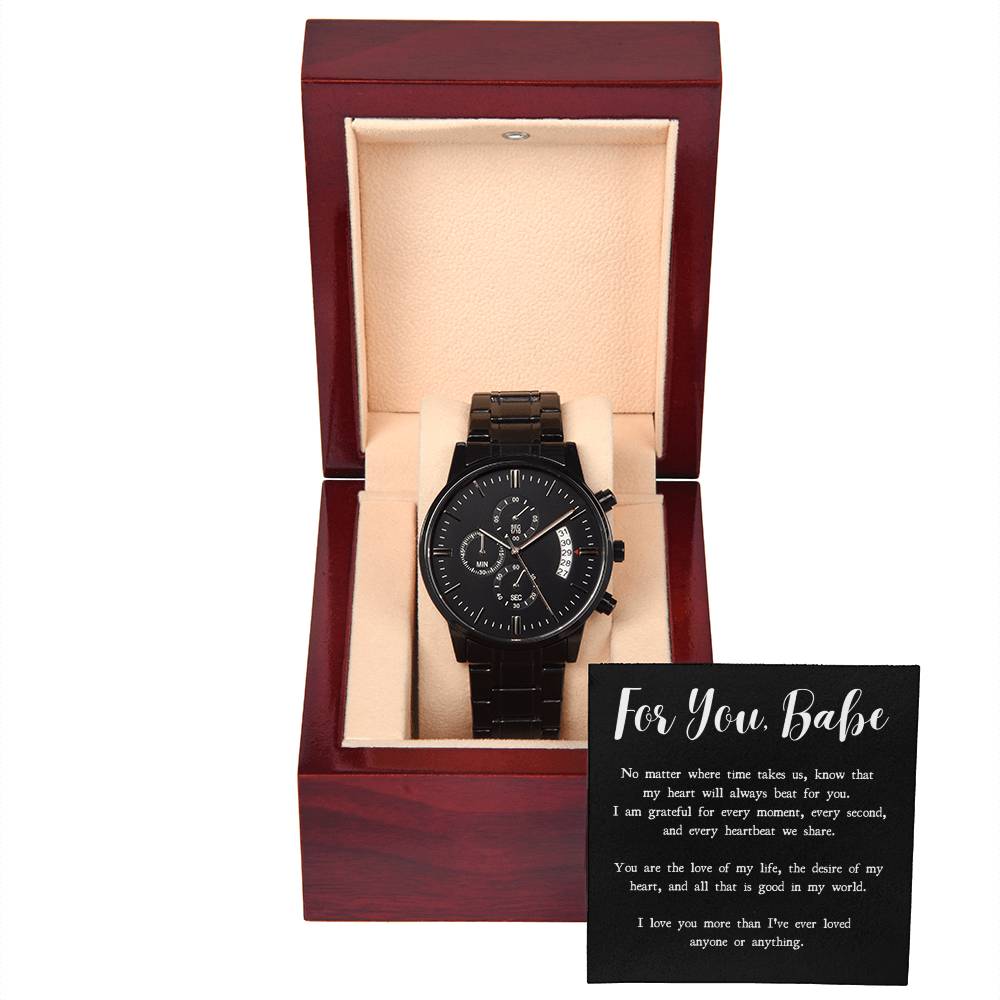 For You Babe- Black Chronograph Watch