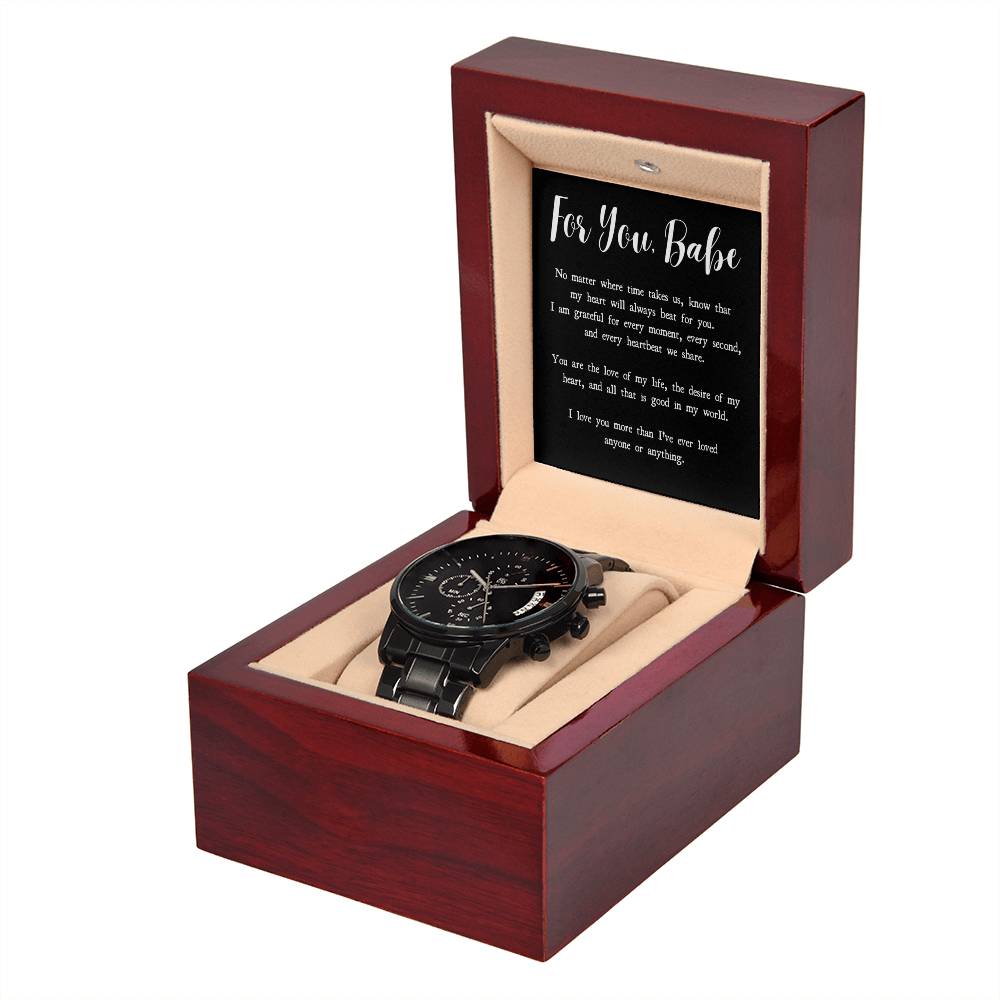 For You Babe- Black Chronograph Watch