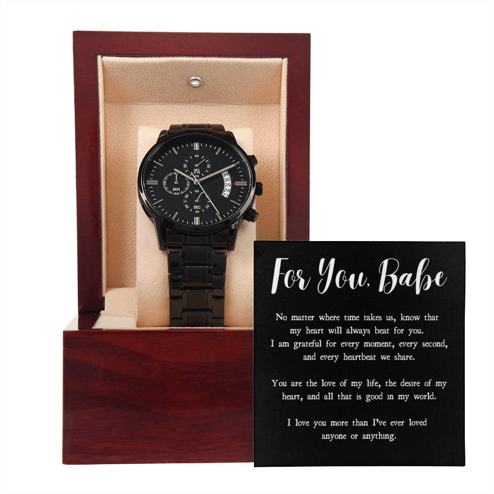 For You Babe- Black Chronograph Watch